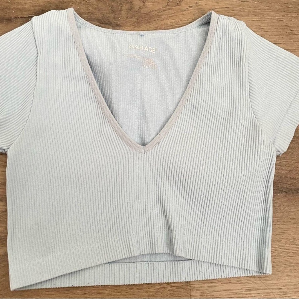 Garage Soft Ribbed V-Neck Crop Top